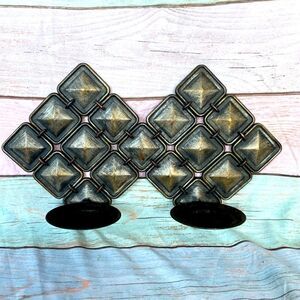 Wall Mount Double Pillar Metal Candle Holder Display Excellent Preloved Conditio